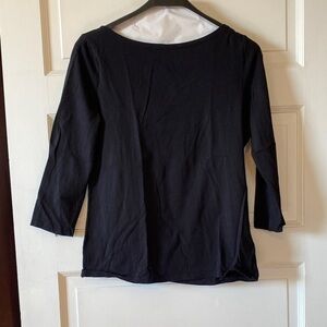 Jones New York Black 3/4 Sleeve Boatneck Tee